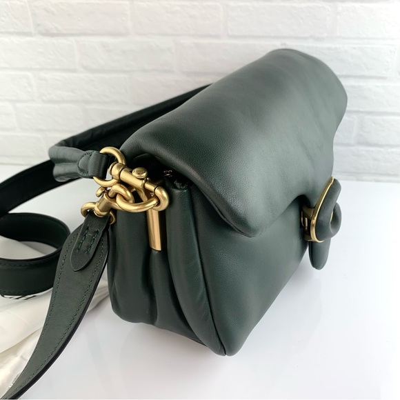 SOLD‼️COACH Pillow Tabby 26 Brass/Amazon Green Shoulder Bag $550 - Picture 8 of 16